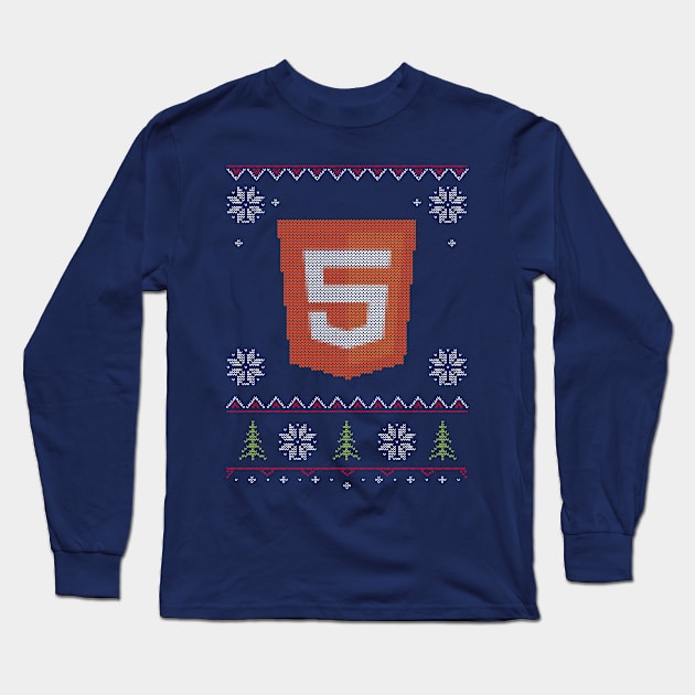 HTML5 Ugly Sweater Christmas Long Sleeve T-Shirt by vladocar